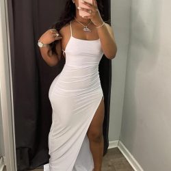 Sexy Pure Backless Lace Up Maxi Dress