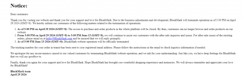 Blushmark shut down notice